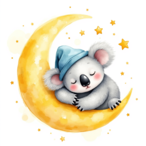 Ten Clip Art Of Sleepy Koala on the Moon Watercolour Clip Art