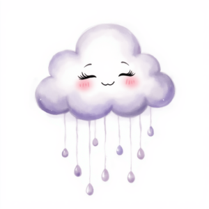 Minimalist Fluffy Cloud with Pastel Rainbow Rain 10 Clip Arts Pack