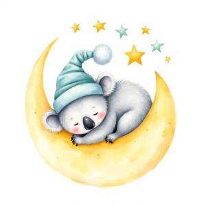 Alternative view of Ten Clip Art Of Sleepy Koala on the Moon Watercolour Clip Art