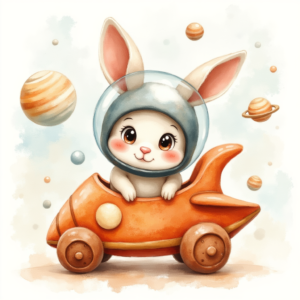 Alternative view of Whimsical Astronaut Bunny Rocket Ship Ten Pack Clip Art