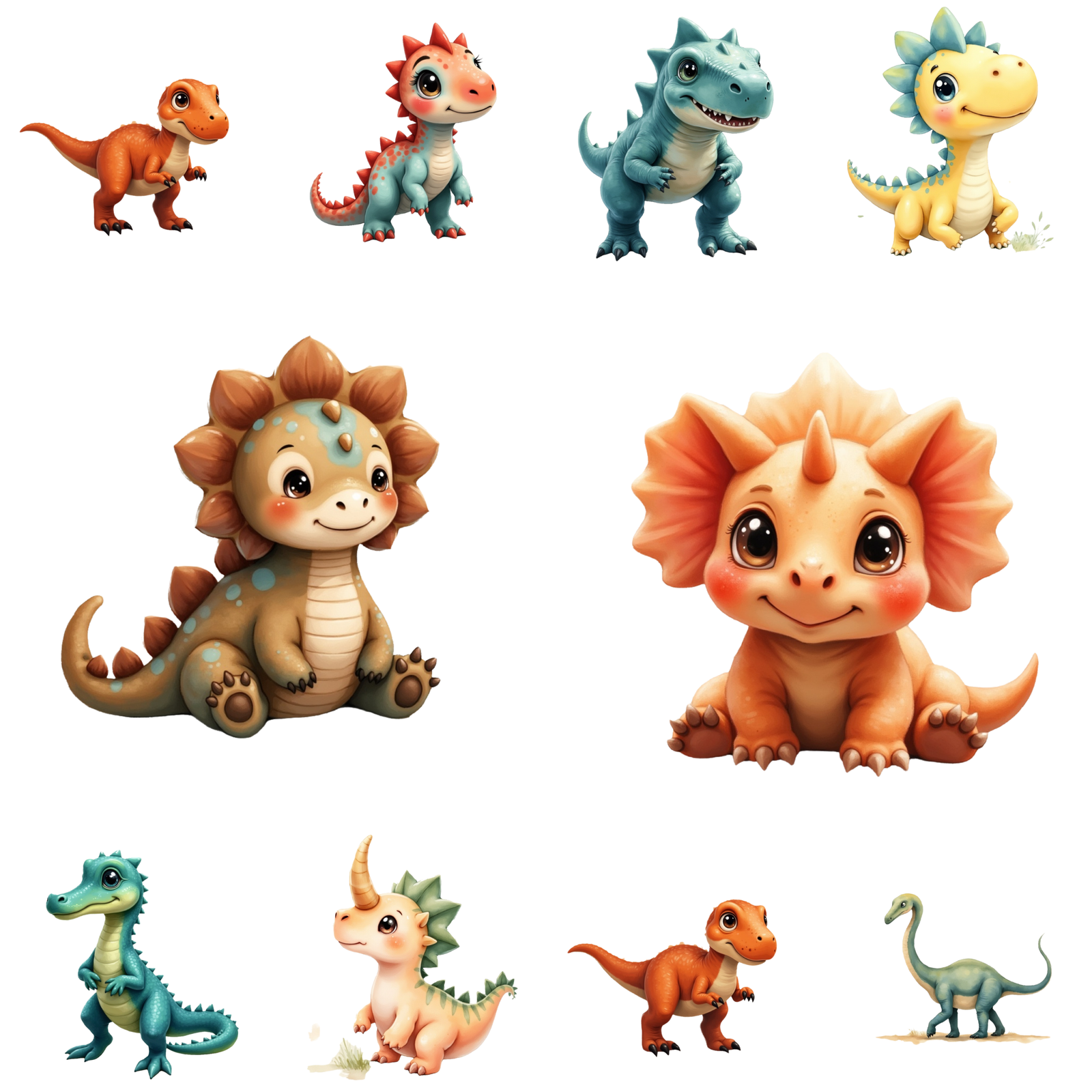 50 Watercolor Dinosaur Clipart PNG – Cute Baby Dinosaur Graphics for Nursery, Baby Shower & Birthday - Image 11